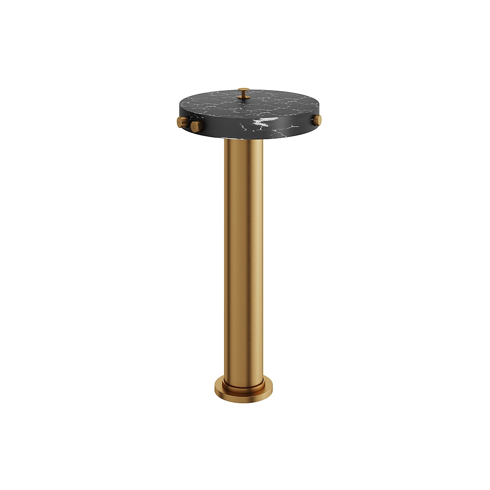 Aquabrass ABFBCL85NMBGD Marmo Floor Tub Filler with Hidden Handshower - Black Marquina Brushed Gold
