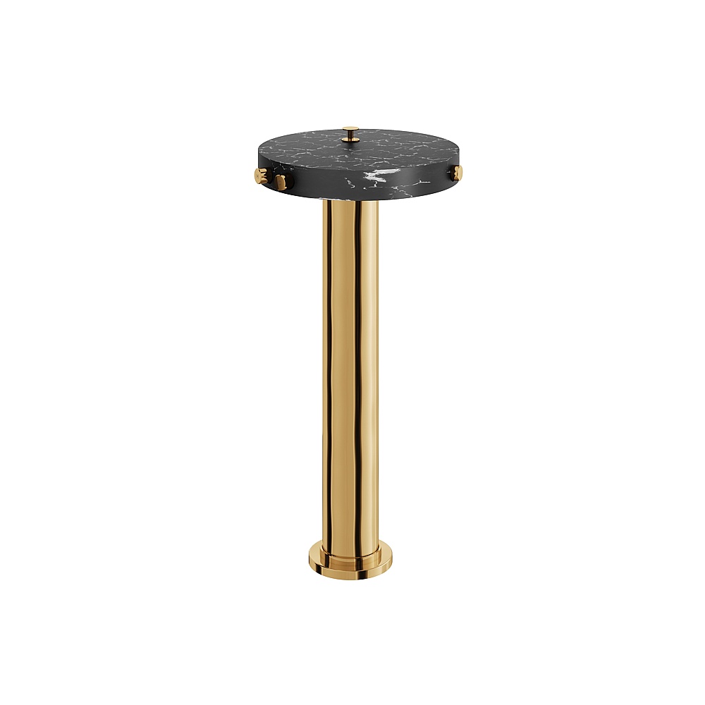 Aquabrass ABFBCL85NMPGD Marmo Floor Tub Filler with Hidden Handshower - Black Marquina Polished Gold