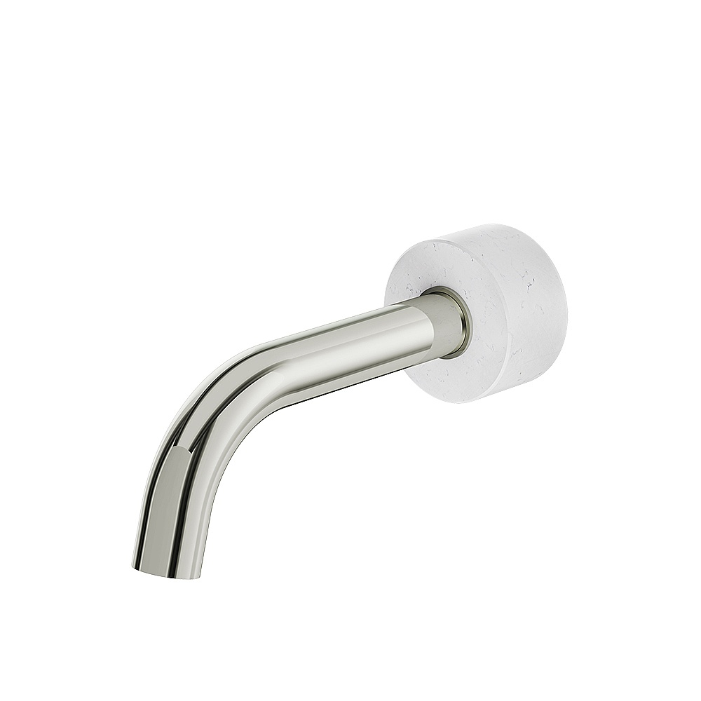 Aquabrass ABSCCL32BCPN Marmo Wall Tub Spout - White Carrara Polished Nickel