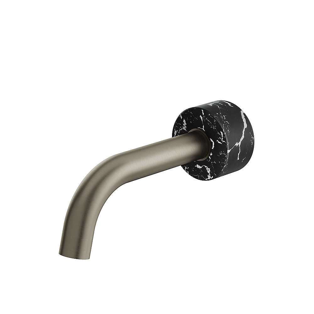 Aquabrass ABSCCL32NMBBC Marmo Wall Tub Spout - Black Marquina Brushed Black Chrome
