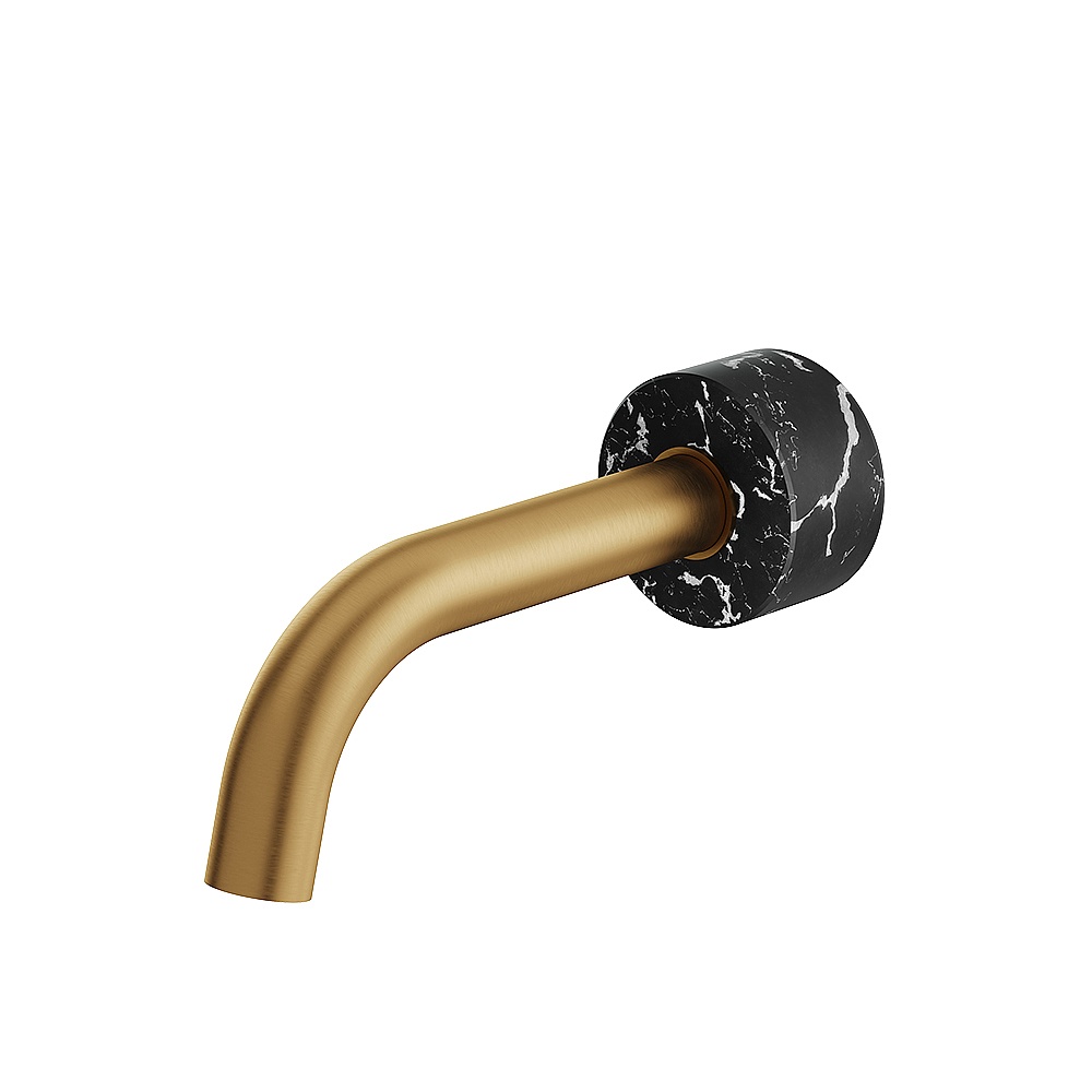 Aquabrass ABSCCL32NMBGD Marmo Wall Tub Spout - Black Marquina Brushed Gold
