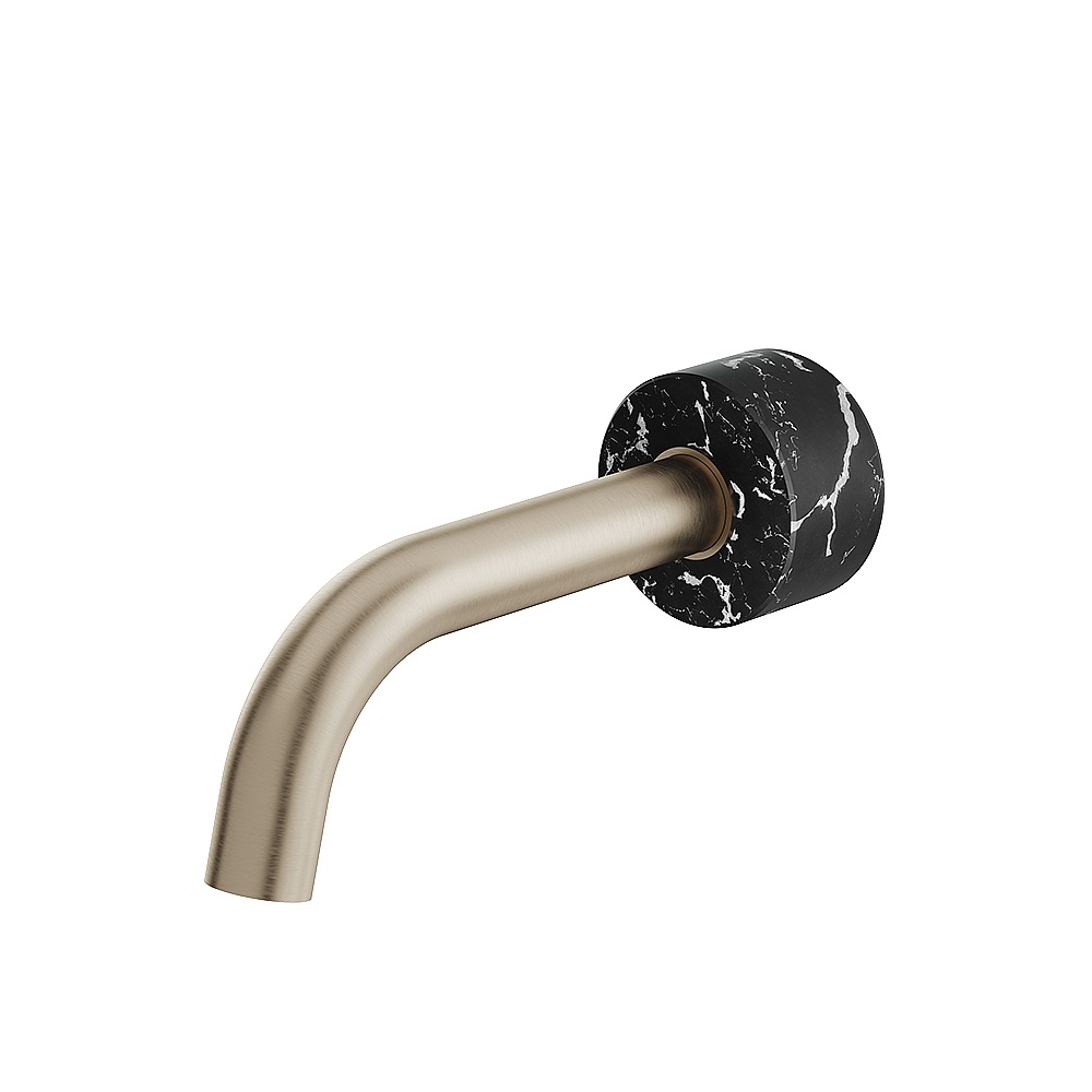 Aquabrass ABSCCL32NMBN Marmo Wall Tub Spout - Black Marquina Brushed Nickel