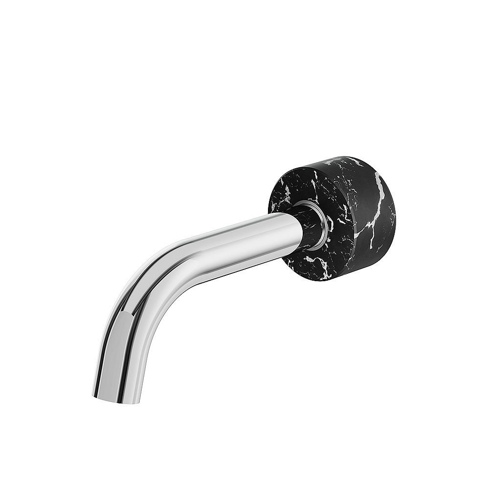 Aquabrass ABSCCL32NMPC Marmo Wall Tub Spout - Black Marquina Polished Chrome