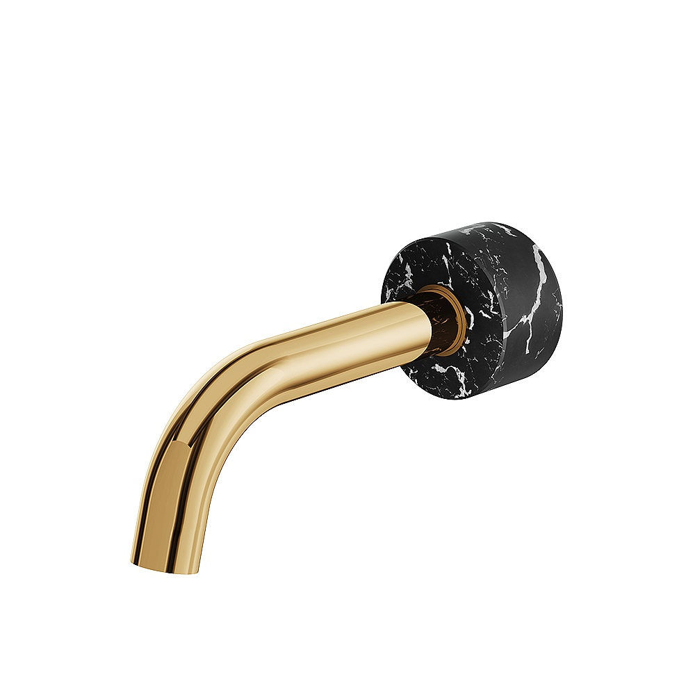 Aquabrass ABSCCL32NMPGD Marmo Wall Tub Spout - Black Marquina Polished Gold