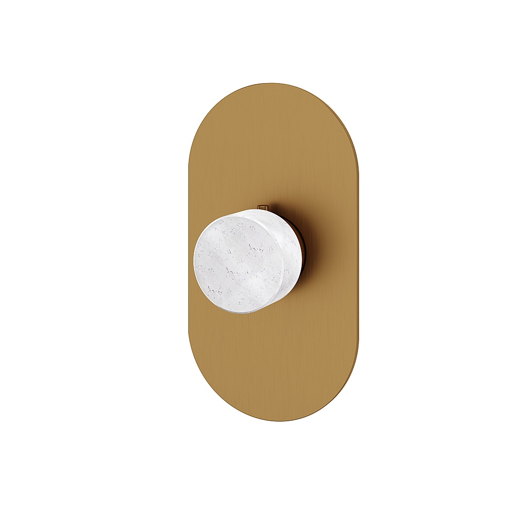 Aquabrass ABSTRM00BCBGD Marmo Trim Set for T12000 Valve - White Carrara Brushed Gold
