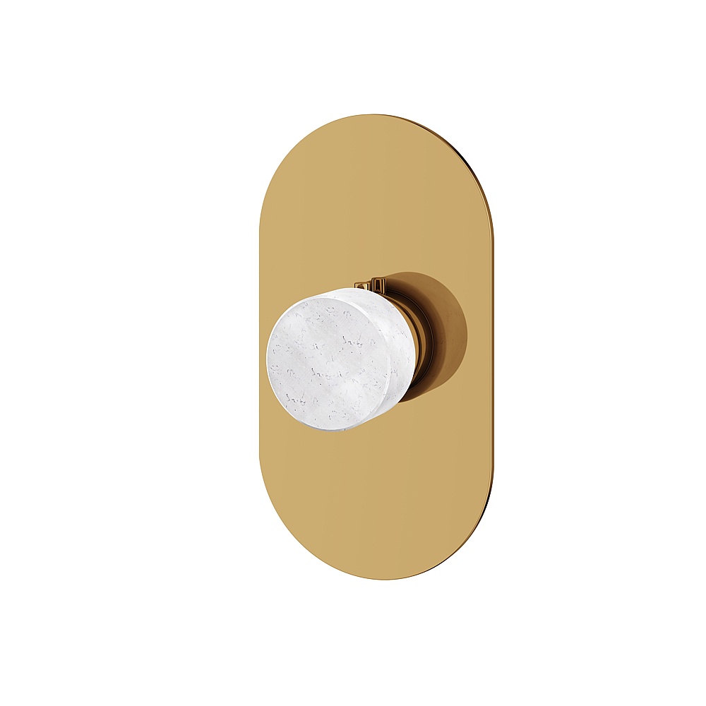 Aquabrass ABSTRM00BCPGD Marmo Trim Set for T12000 Valve - White Carrara Polished Gold