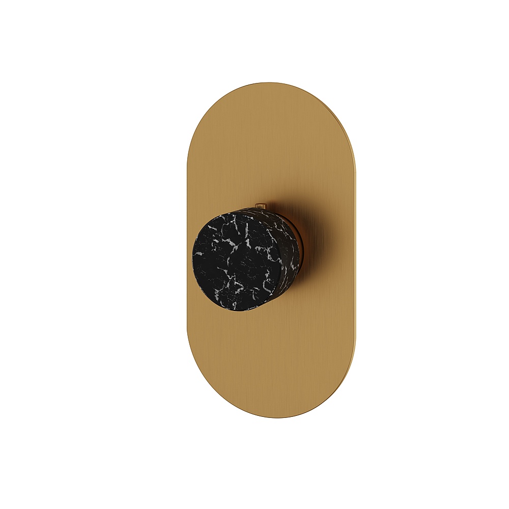 Aquabrass ABSTRM00NMBGD Marmo Trim Set for T12000 Valve - Black Marquina Brushed Gold