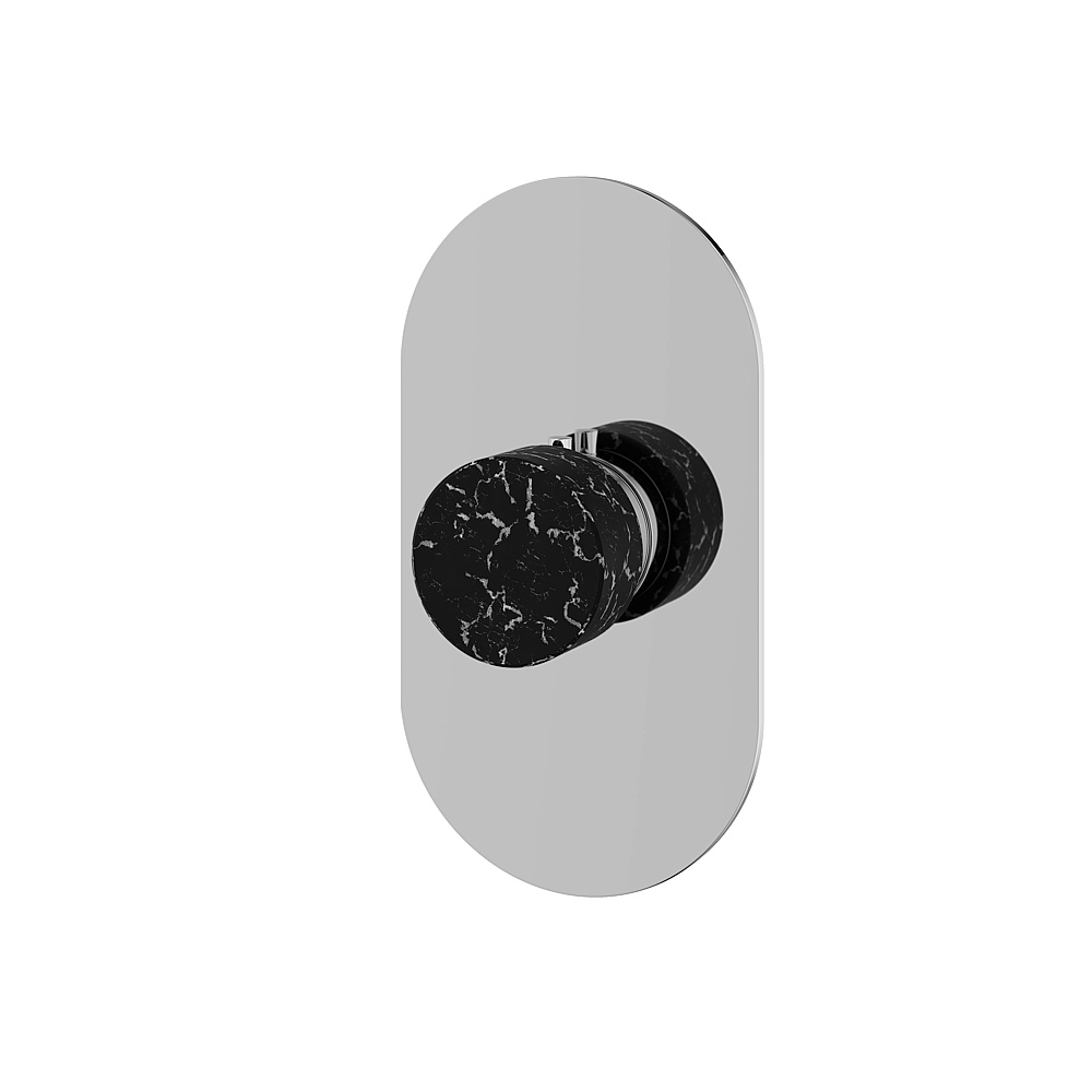 Aquabrass ABSTRM00NMPC Marmo Trim Set for T12000 Valve - Black Marquina Polished Chrome