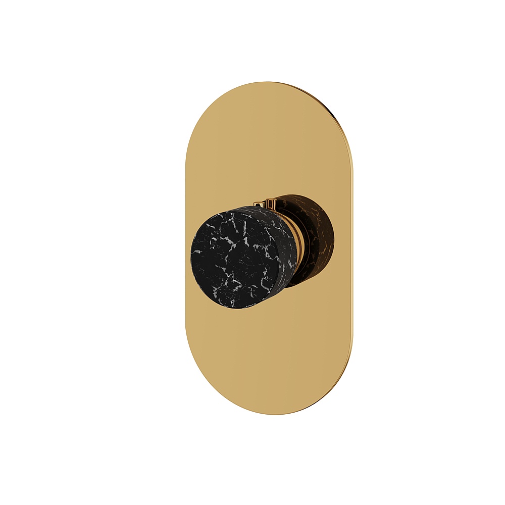 Aquabrass ABSTRM00NMPGD Marmo Trim Set for T12000 Valve - Black Marquina Polished Gold