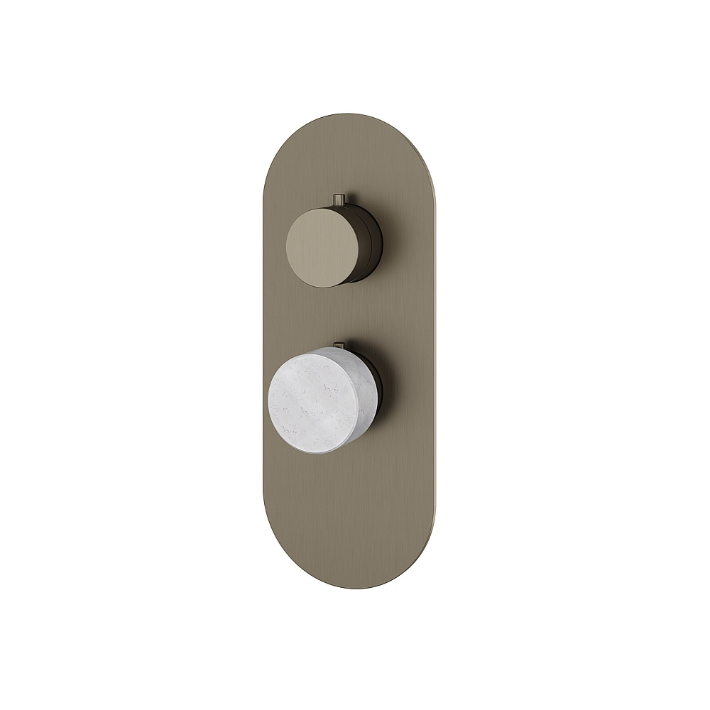 Aquabrass ABSTRM01BCBBC Marmo Trim Set for T12001 Valve - White Carrara Brushed Black Chrome