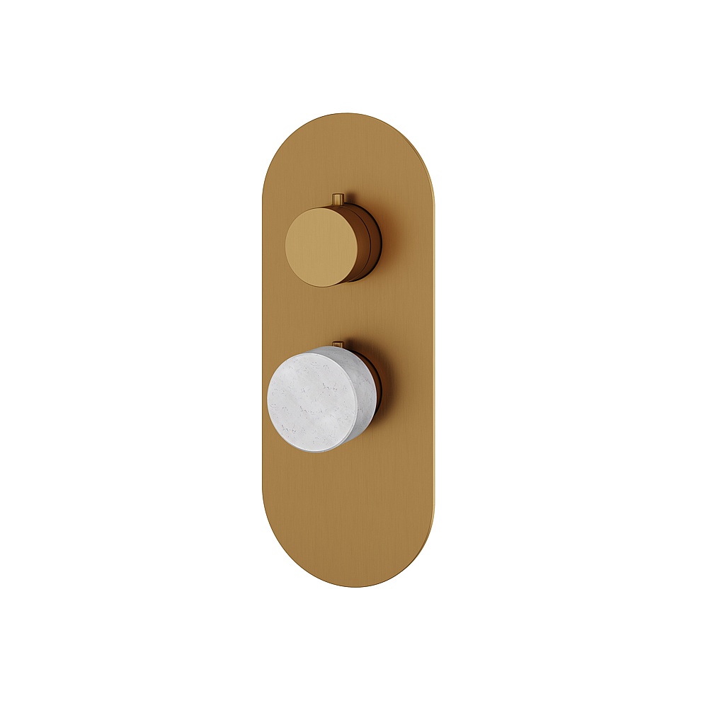 Aquabrass ABSTRM01BCBGD Marmo Trim Set for T12001 Valve - White Carrara Brushed Gold