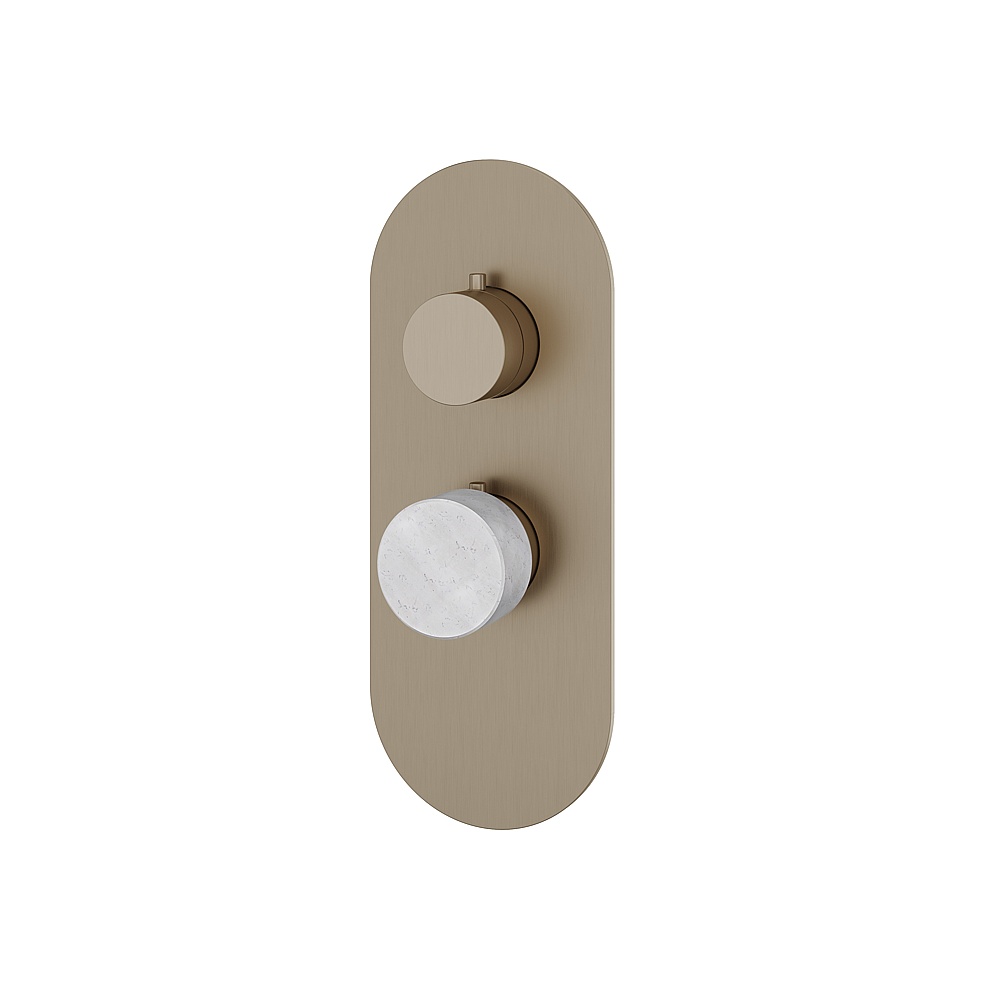 Aquabrass ABSTRM01BCBN Marmo Trim Set for T12001 Valve - White Carrara Brushed Nickel