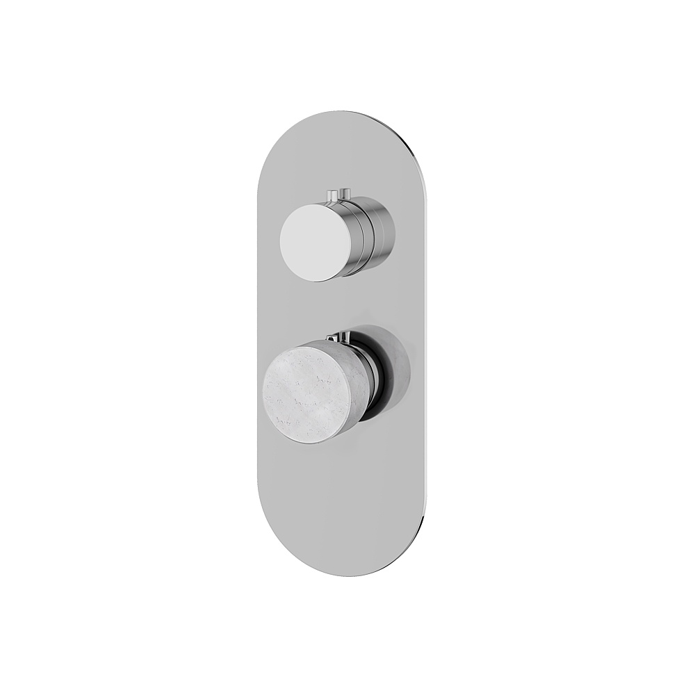 Aquabrass ABSTRM01BCPC Marmo Trim Set for T12001 Valve - White Carrara Polished Chrome