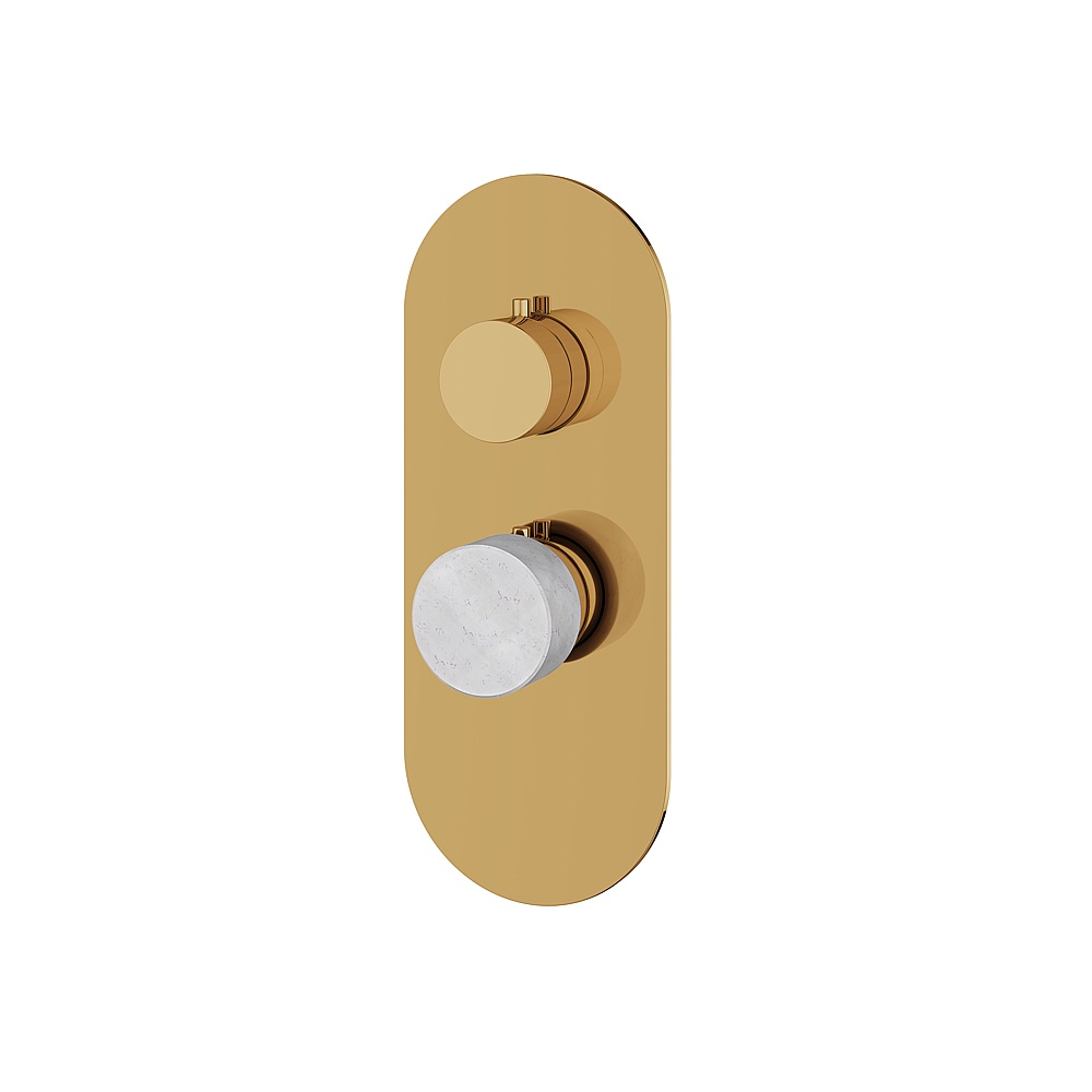 Aquabrass ABSTRM01BCPGD Marmo Trim Set for T12001 Valve - White Carrara Polished Gold