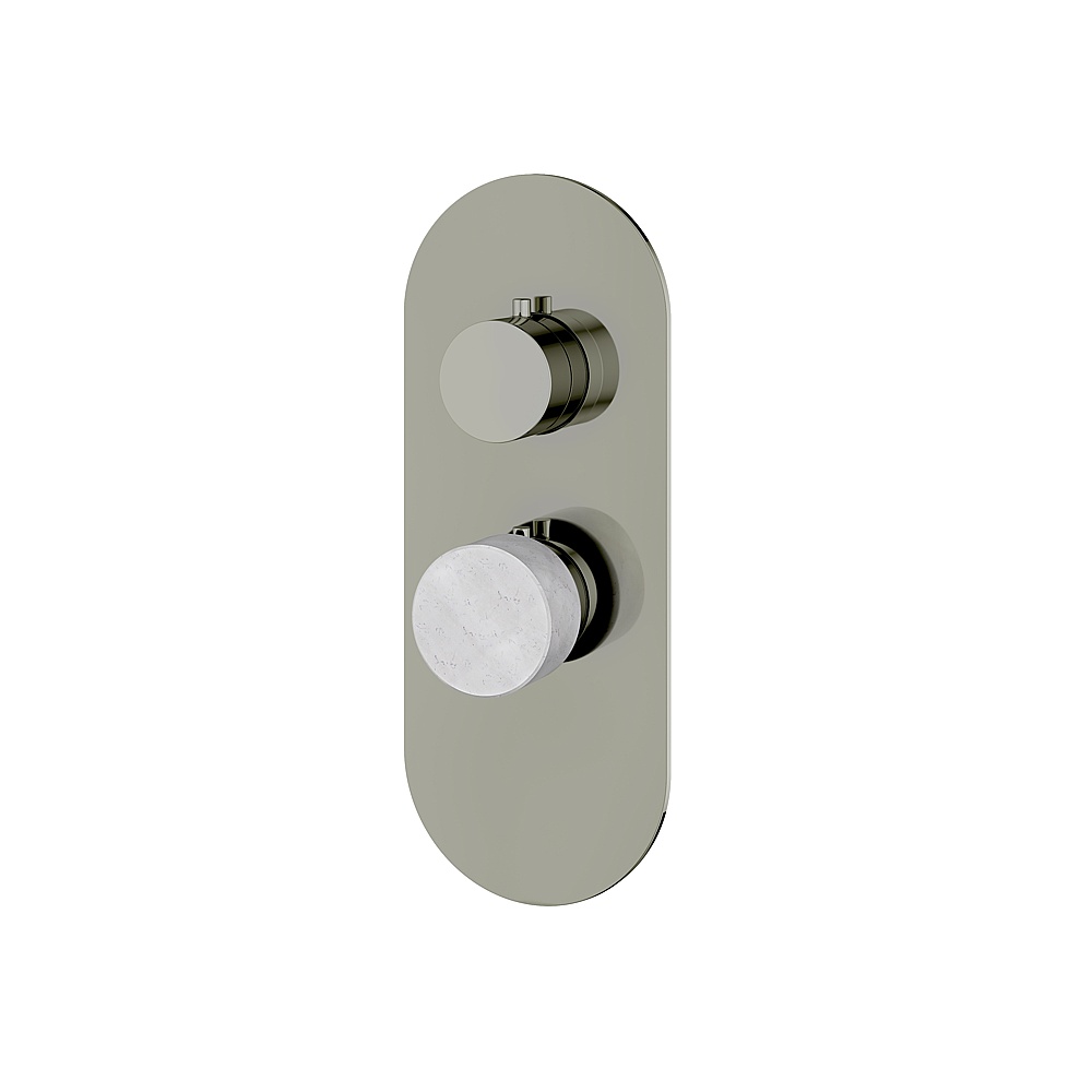 Aquabrass ABSTRM01BCPN Marmo Trim Set for T12001 Valve - White Carrara Polished Nickel
