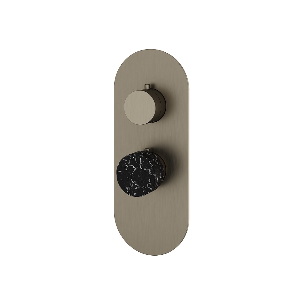 Aquabrass ABSTRM01NMBBC Marmo Trim Set for T12001 Valve - Black Marquina Brushed Black Chrome