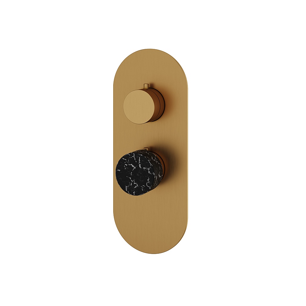 Aquabrass ABSTRM01NMBGD Marmo Trim Set for T12001 Valve - Black Marquina Brushed Gold