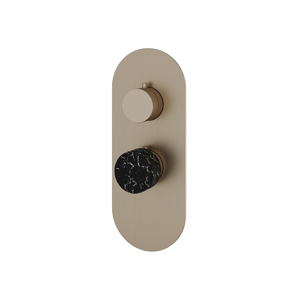Aquabrass ABSTRM01NMBN Marmo Trim Set for T12001 Valve - Black Marquina Brushed Nickel