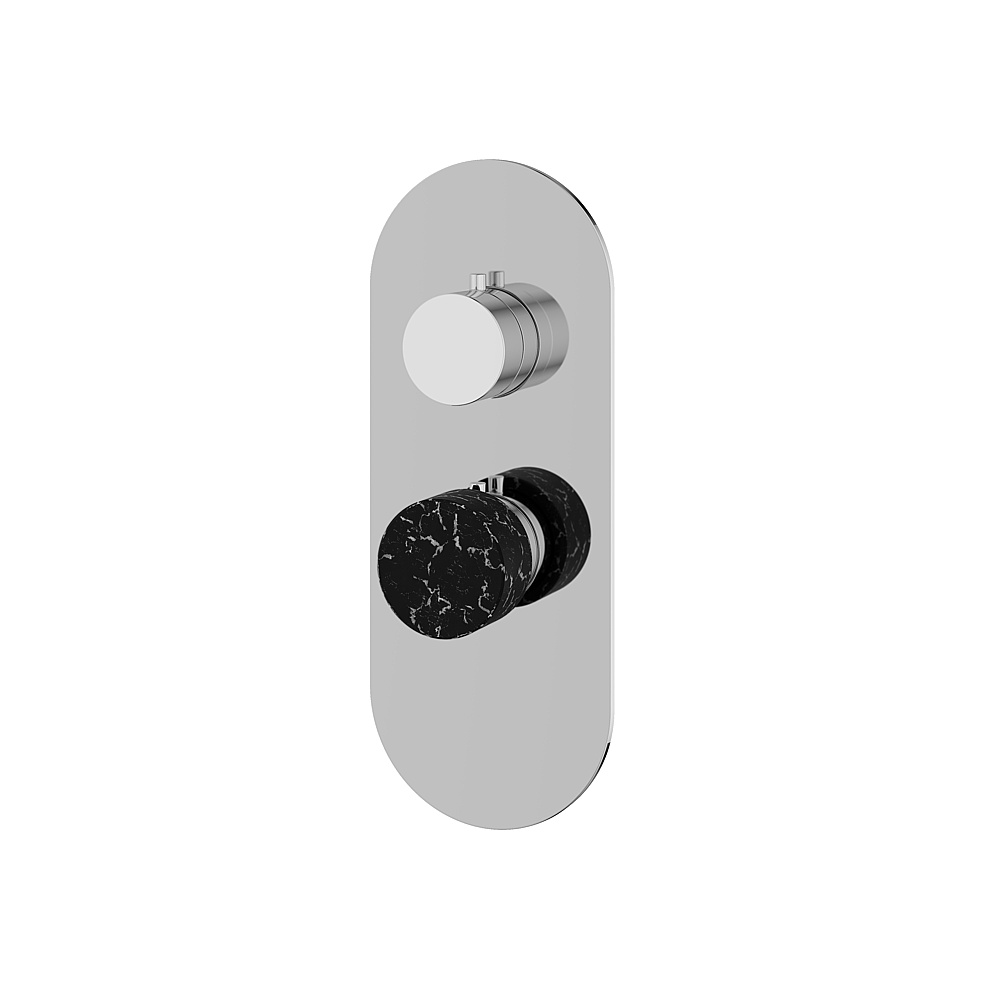 Aquabrass ABSTRM01NMPC Marmo Trim Set for T12001 Valve - Black Marquina Polished Chrome