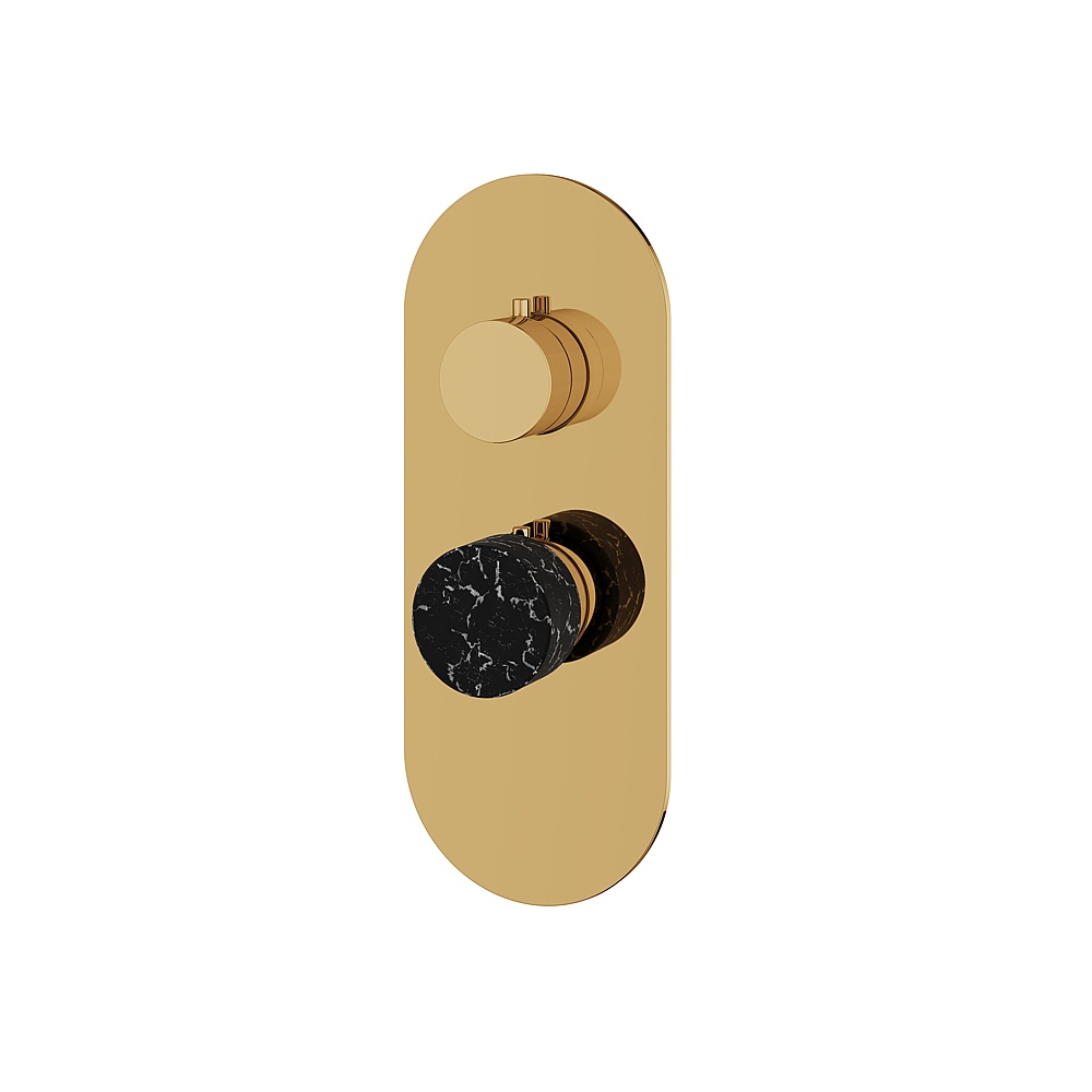 Aquabrass ABSTRM01NMPGD Marmo Trim Set for T12001 Valve - Black Marquina Polished Gold