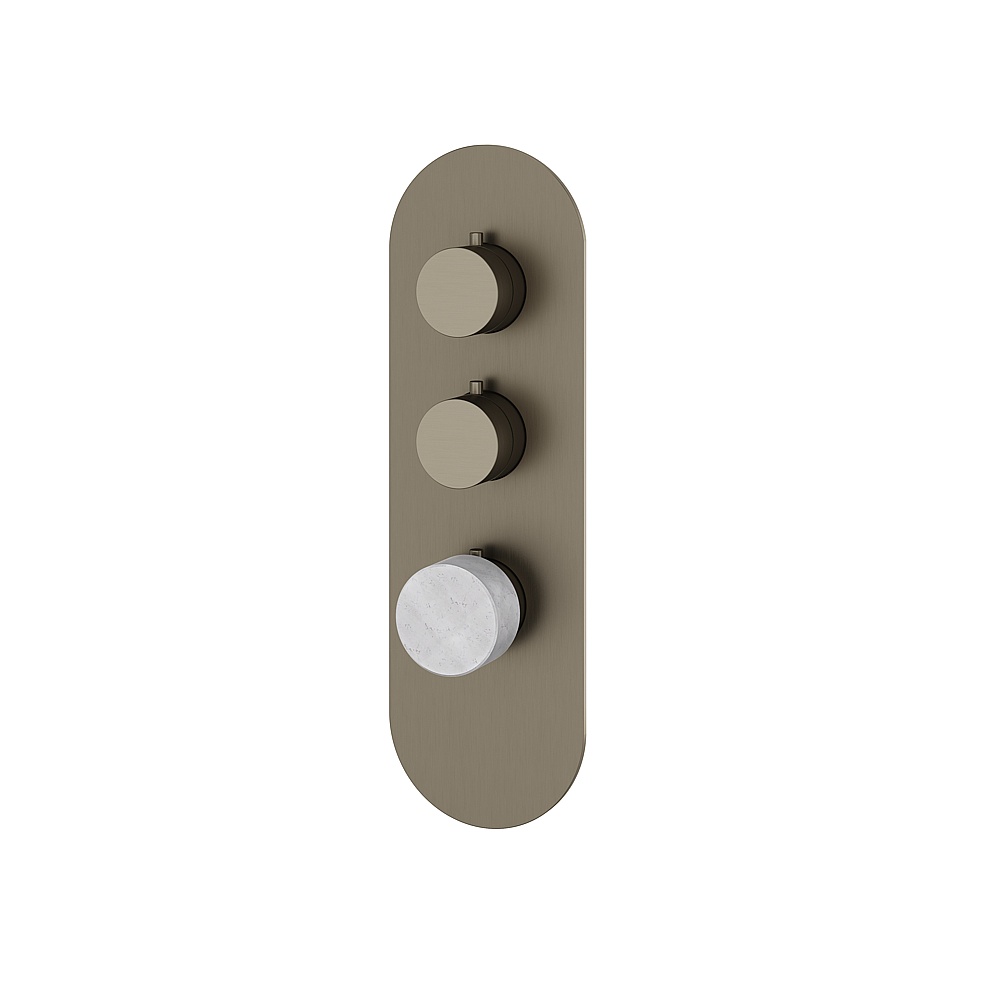 Aquabrass ABSTRM02BCBBC Marmo Trim Set for T12002 Valve - White Carrara Brushed Black Chrome
