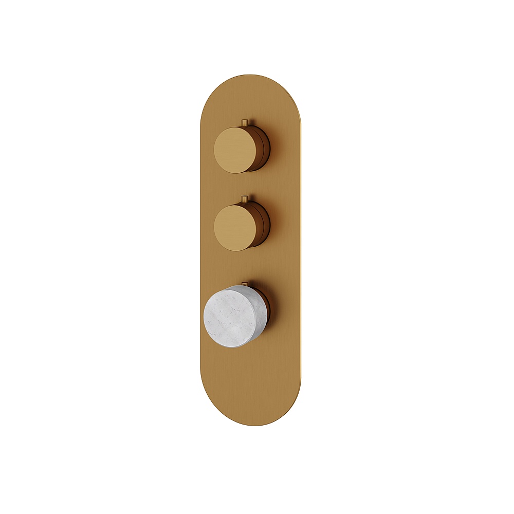 Aquabrass ABSTRM02BCBGD Marmo Trim Set for T12002 Valve - White Carrara Brushed Gold