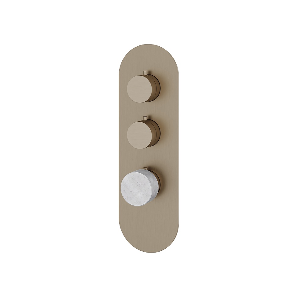 Aquabrass ABSTRM02BCBN Marmo Trim Set for T12002 Valve - White Carrara Brushed Nickel