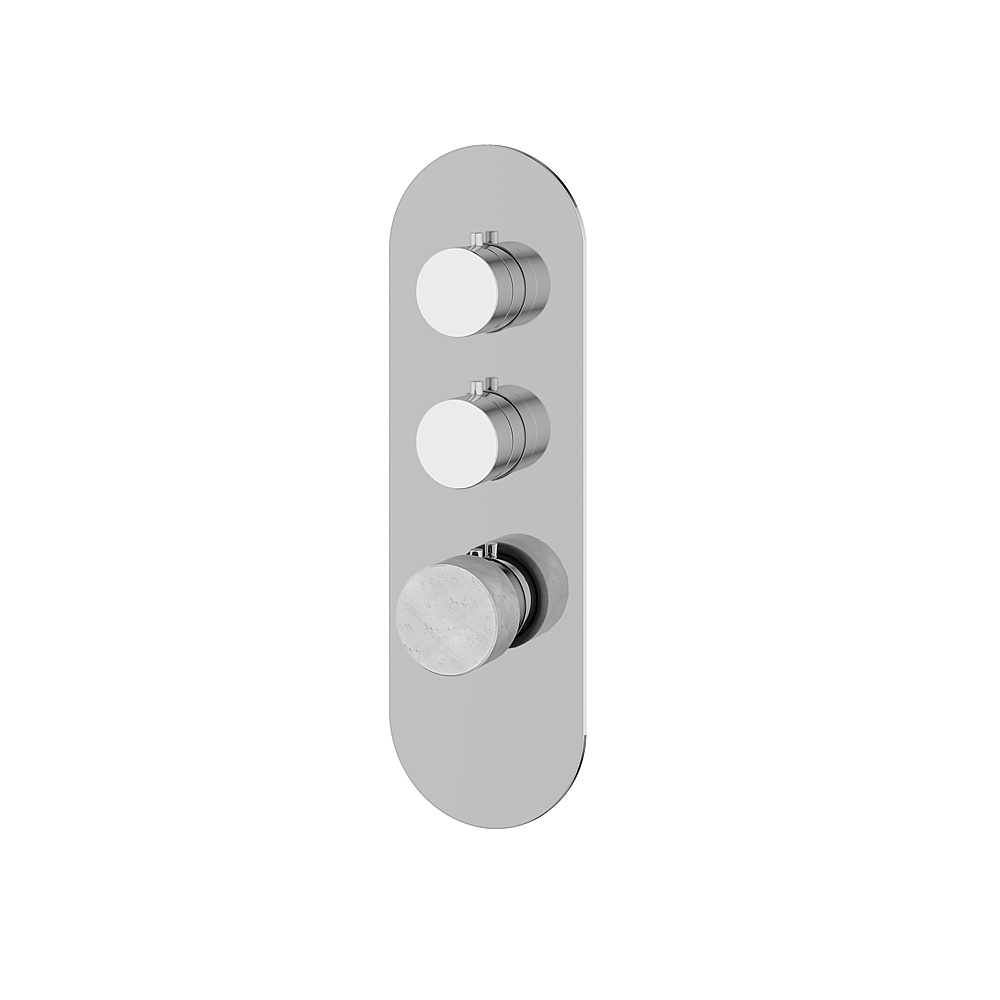 Aquabrass ABSTRM02BCPC Marmo Trim Set for T12002 Valve - White Carrara Polished Chrome