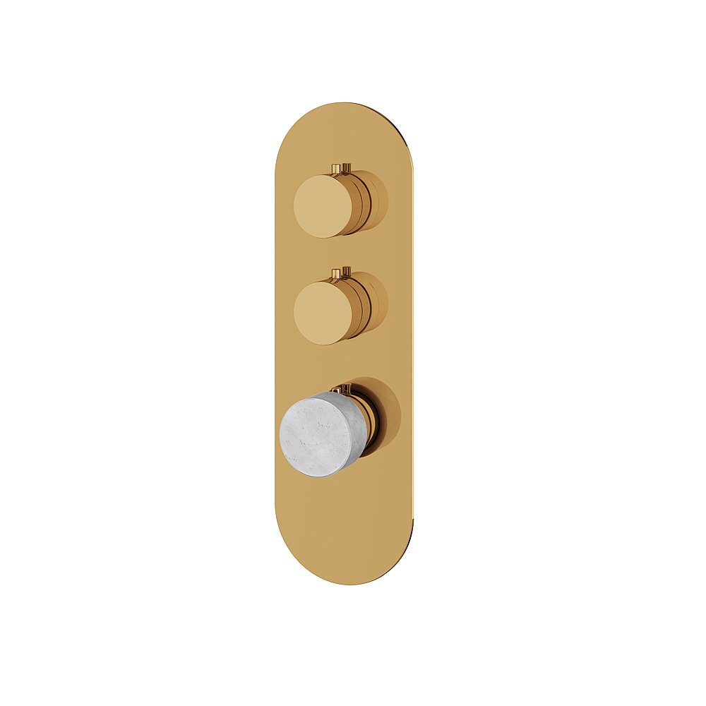 Aquabrass ABSTRM02BCPGD Marmo Trim Set for T12002 Valve - White Carrara Polished Gold