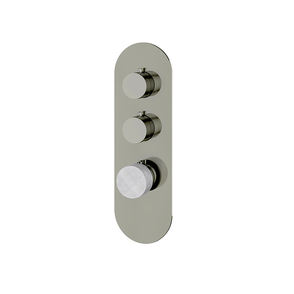 Aquabrass ABSTRM02BCPN Marmo Trim Set for T12002 Valve - White Carrara Polished Nickel