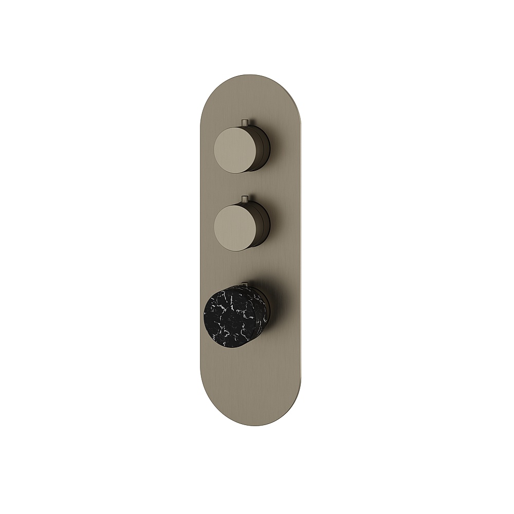 Aquabrass ABSTRM02NMBBC Marmo Trim Set for T12002 Valve - Black Marquina Brushed Black Chrome