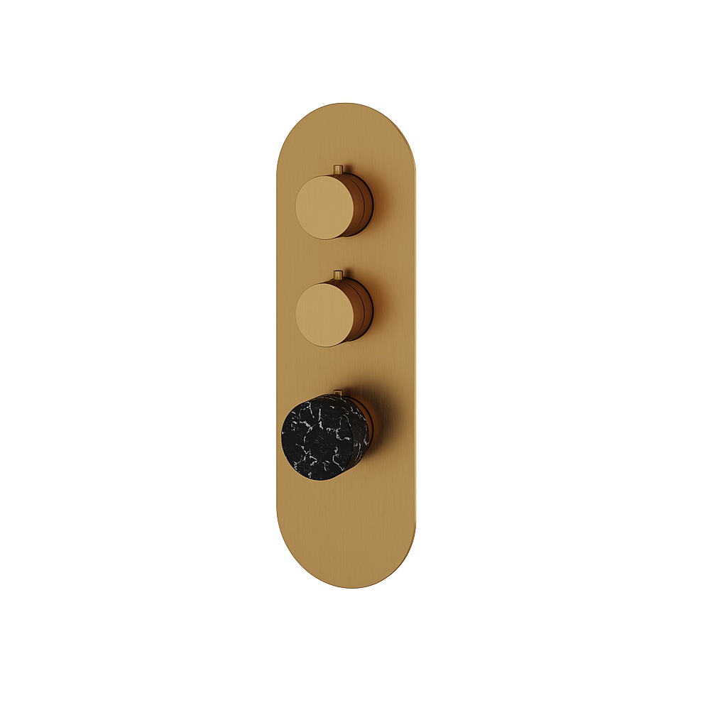 Aquabrass ABSTRM02NMBGD Marmo Trim Set for T12002 Valve - Black Marquina Brushed Gold