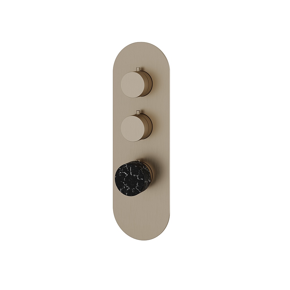 Aquabrass ABSTRM02NMBN Marmo Trim Set for T12002 Valve - Black Marquina Brushed Nickel