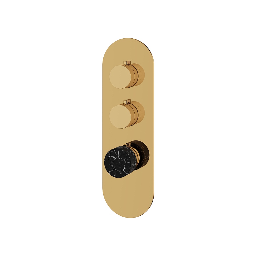 Aquabrass ABSTRM02NMPGD Marmo Trim Set for T12002 Valve - Black Marquina Polished Gold