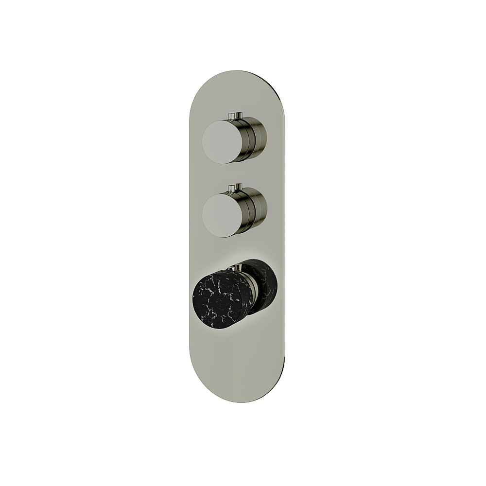 Aquabrass ABSTRM02NMPN Marmo Trim Set for T12002 Valve - Black Marquina Polished Nickel
