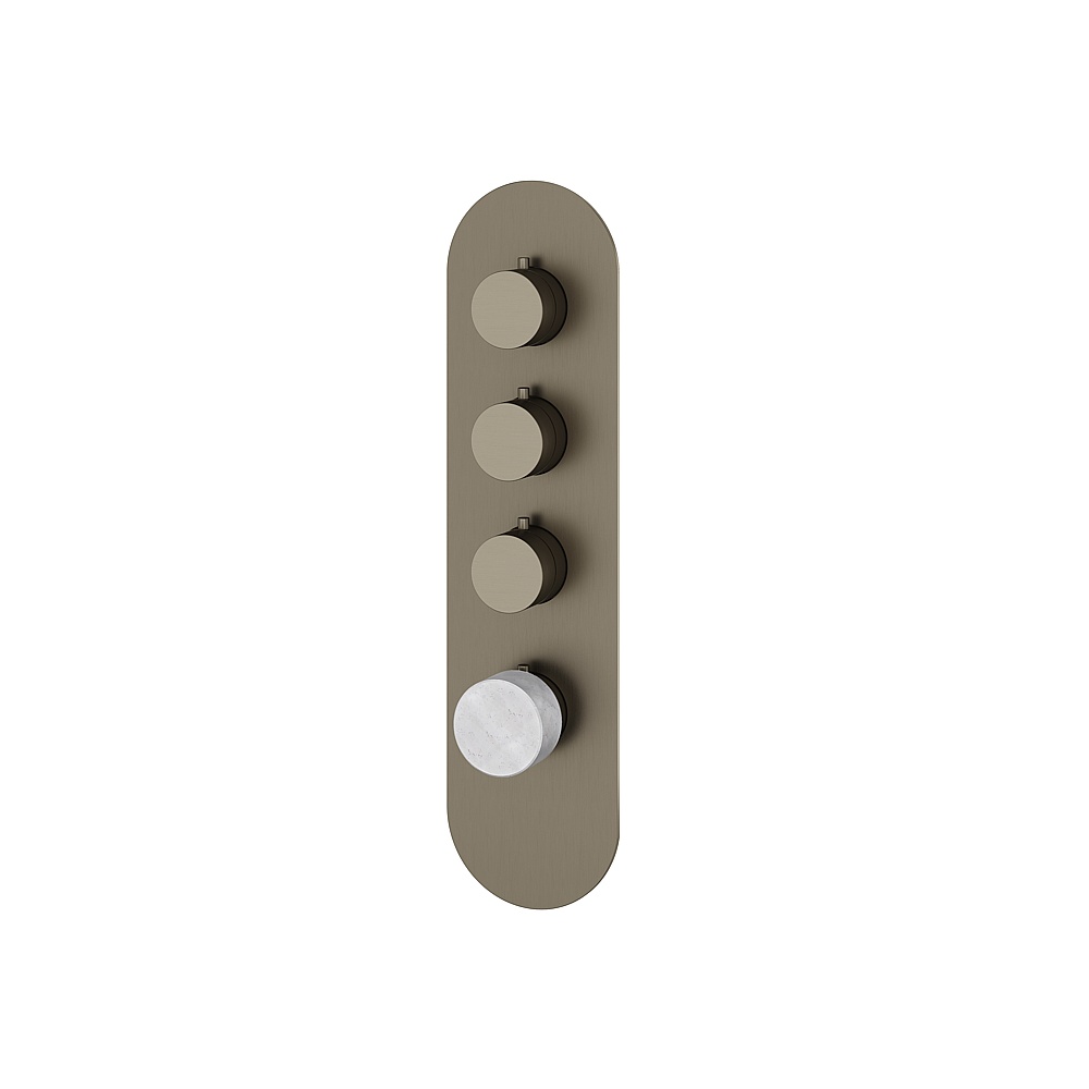 Aquabrass ABSTRM03BCBBC Marmo Trim Set for T12003 Valve - White Carrara Brushed Black Chrome