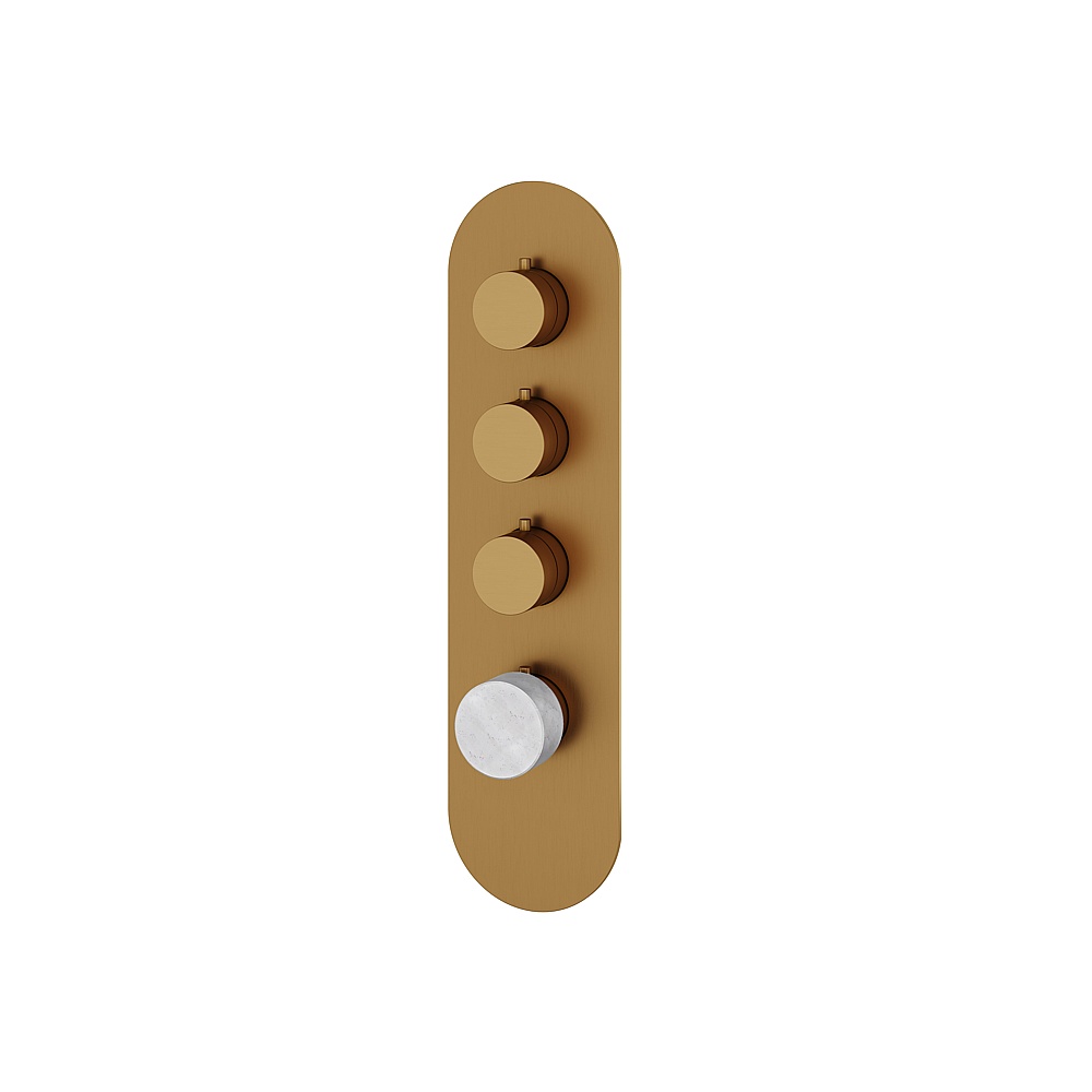 Aquabrass ABSTRM03BCBGD Marmo Trim Set for T12003 Valve - White Carrara Brushed Gold