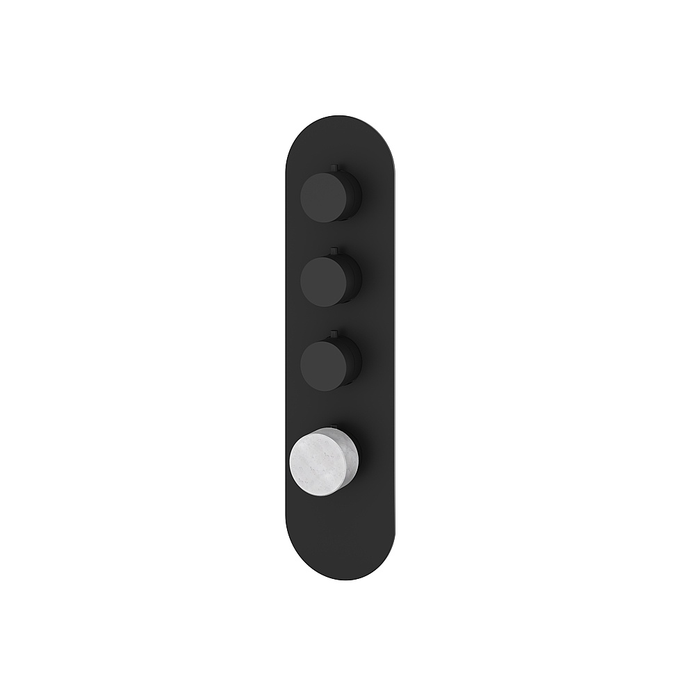 Aquabrass ABSTRM03BCBK Marmo Trim Set for T12003 Valve - White Carrara Black