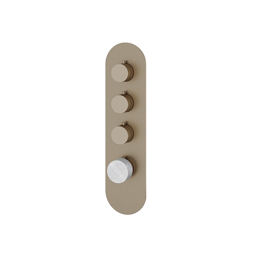 Aquabrass ABSTRM03BCBN Marmo Trim Set for T12003 Valve - White Carrara Brushed Nickel
