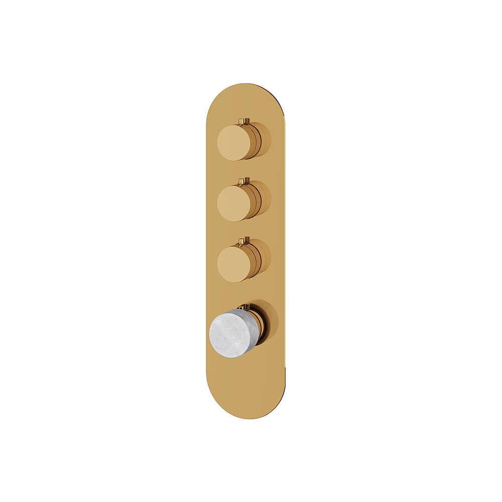 Aquabrass ABSTRM03BCPGD Marmo Trim Set for T12003 Valve - White Carrara Polished Gold