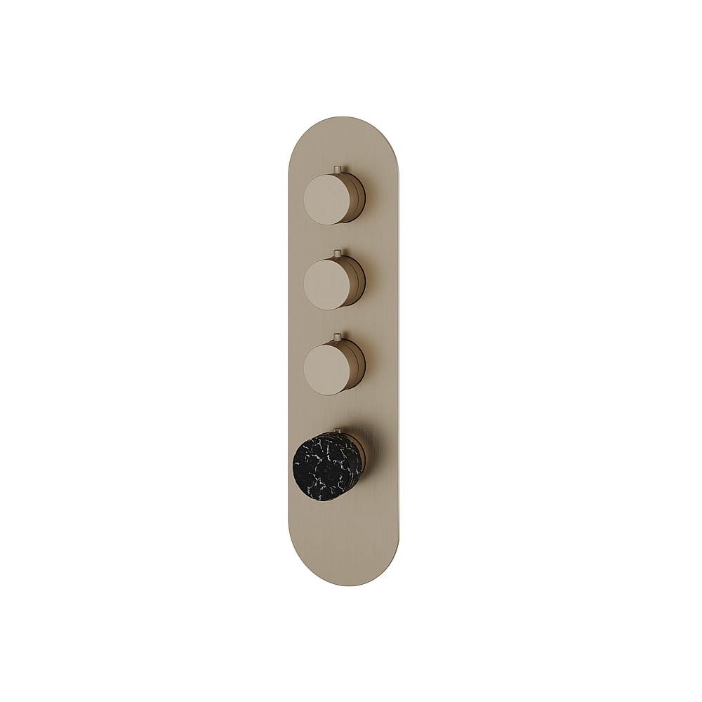 Aquabrass ABSTRM03NMBN Marmo Trim Set for T12003 Valve - Black Marquina Brushed Nickel