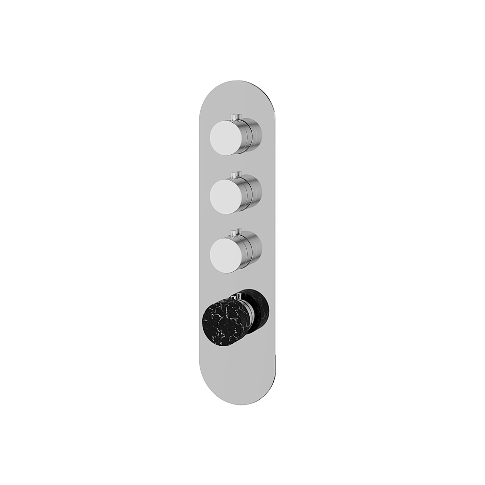 Aquabrass ABSTRM03NMPC Marmo Trim Set for T12003 Valve - Black Marquina Polished Chrome