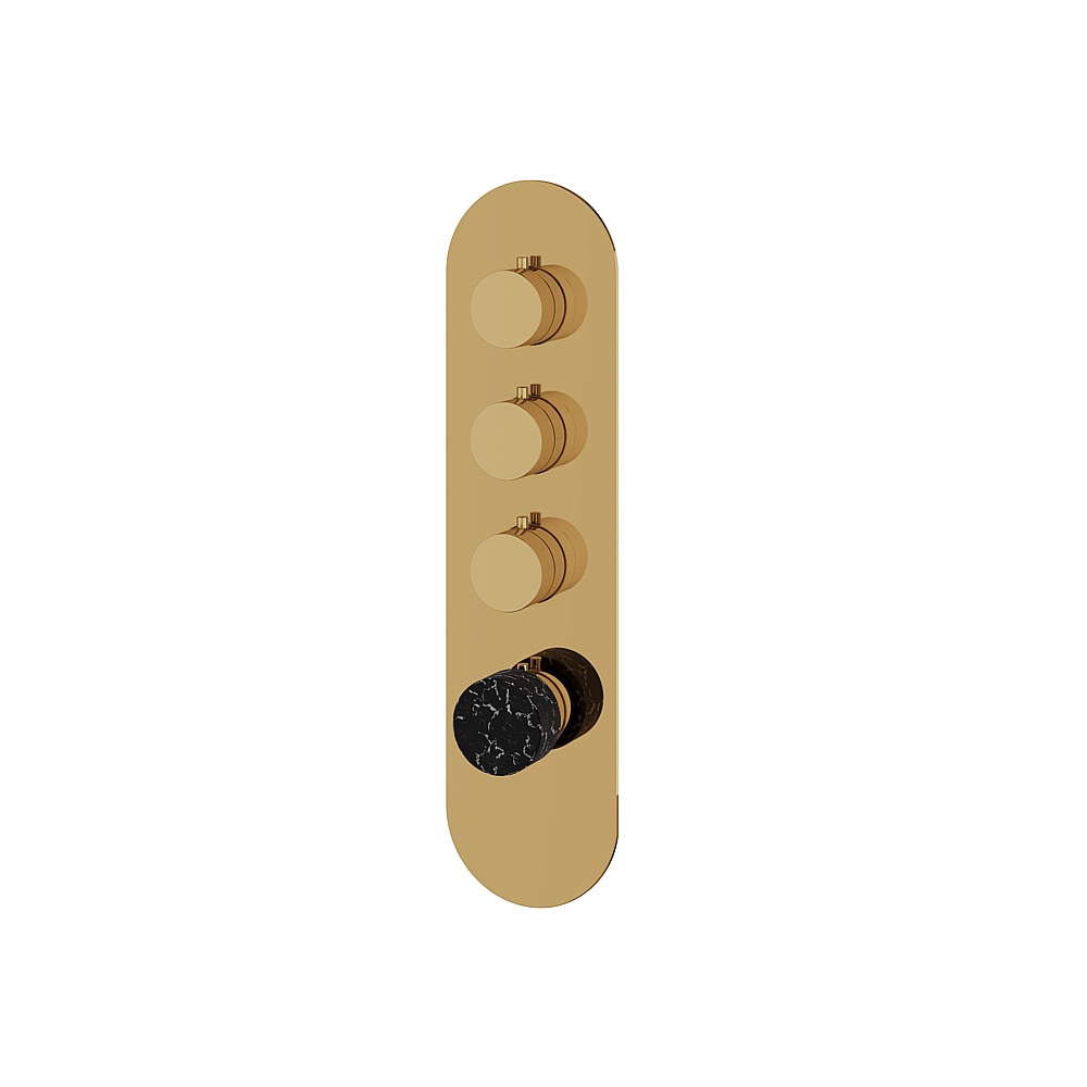 Aquabrass ABSTRM03NMPGD Marmo Trim Set for T12003 Valve - Black Marquina Polished Gold