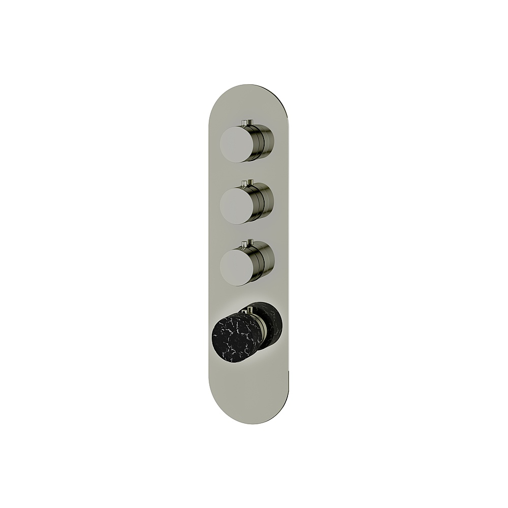 Aquabrass ABSTRM03NMPN Marmo Trim Set for T12003 Valve - Black Marquina Polished Nickel