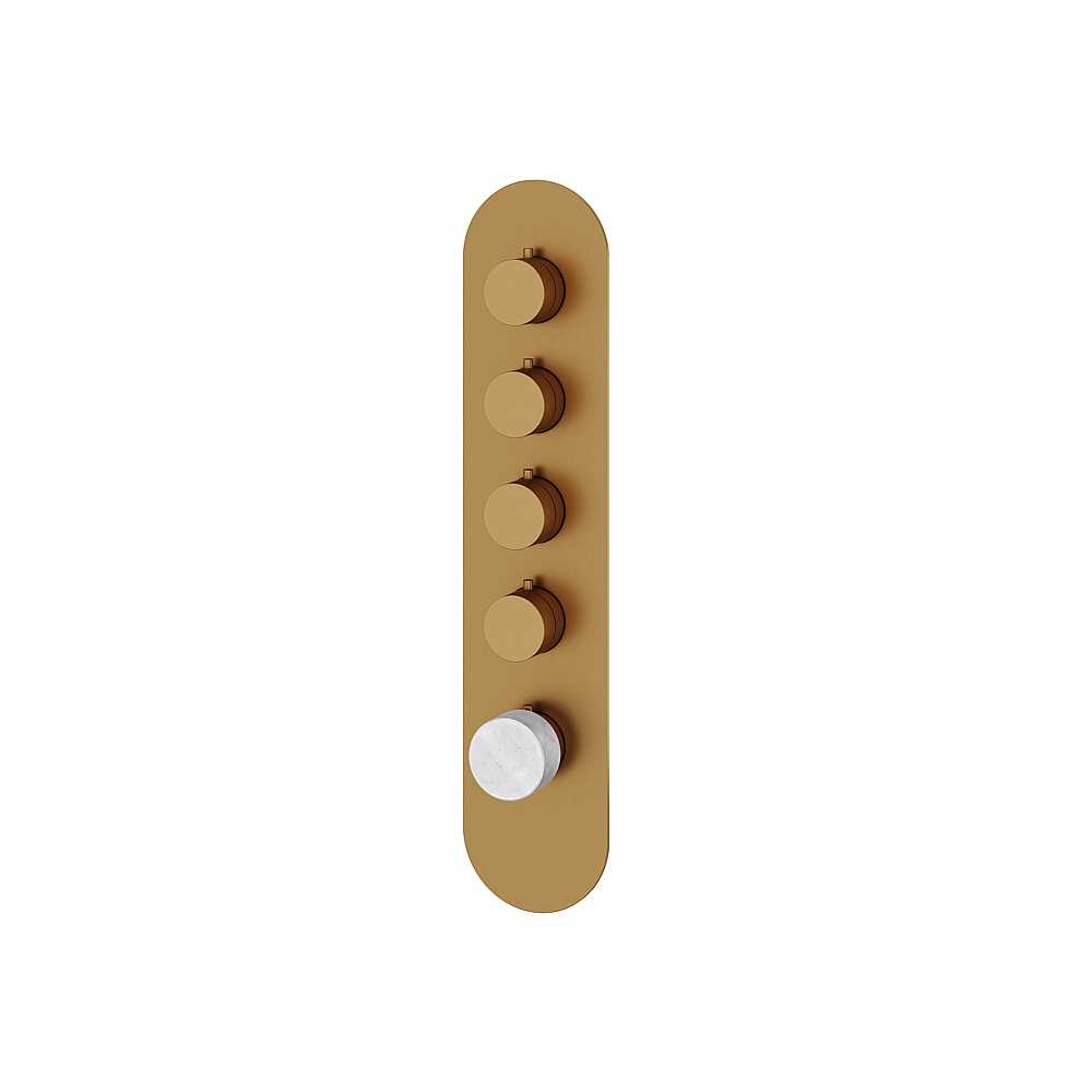 Aquabrass ABSTRM04BCBGD Marmo Trim Set for T12004 Valve - White Carrara Brushed Gold