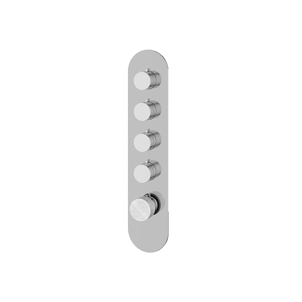 Aquabrass ABSTRM04BCPC Marmo Trim Set for T12004 Valve - White Carrara Polished Chrome