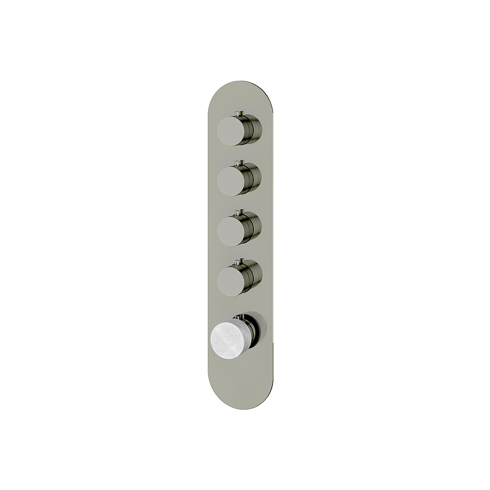 Aquabrass ABSTRM04BCPN Marmo Trim Set for T12004 Valve - White Carrara Polished Nickel