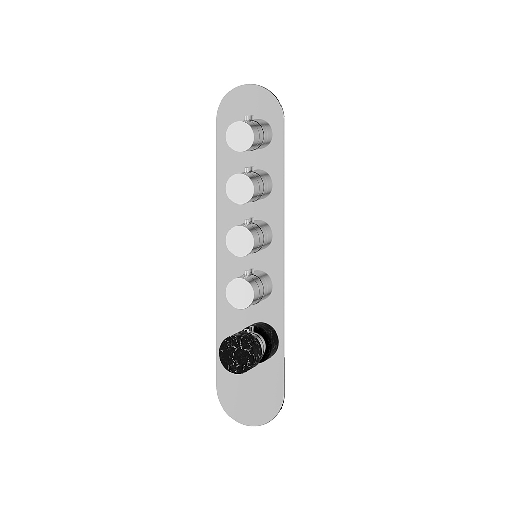Aquabrass ABSTRM04NMPC Marmo Trim Set for T12004 Valve - Black Marquina Polished Chrome