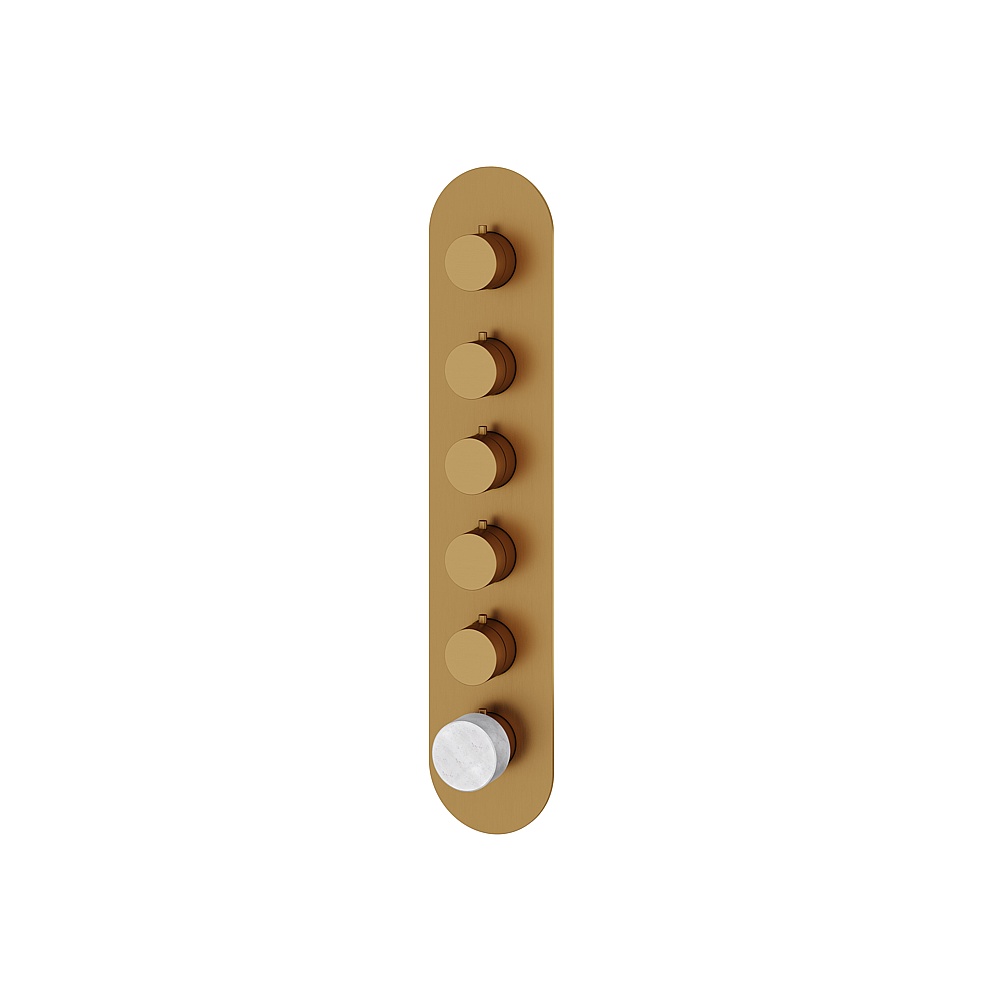 Aquabrass ABSTRM05BCBGD Marmo Trim Set for T12005 Valve - White Carrara Brushed Gold