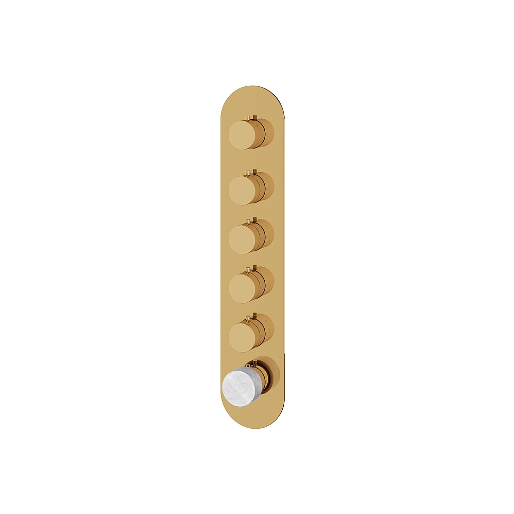 Aquabrass ABSTRM05BCPGD Marmo Trim Set for T12005 Valve - White Carrara Polished Gold
